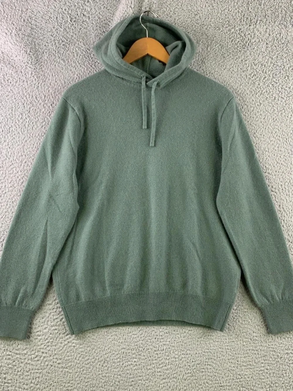 J. Crew Men's 100% Cashmere Sage Green Hoodie